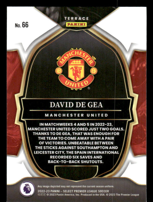 David de Gea 2022-23 Panini Select Premier League Base Back of Card