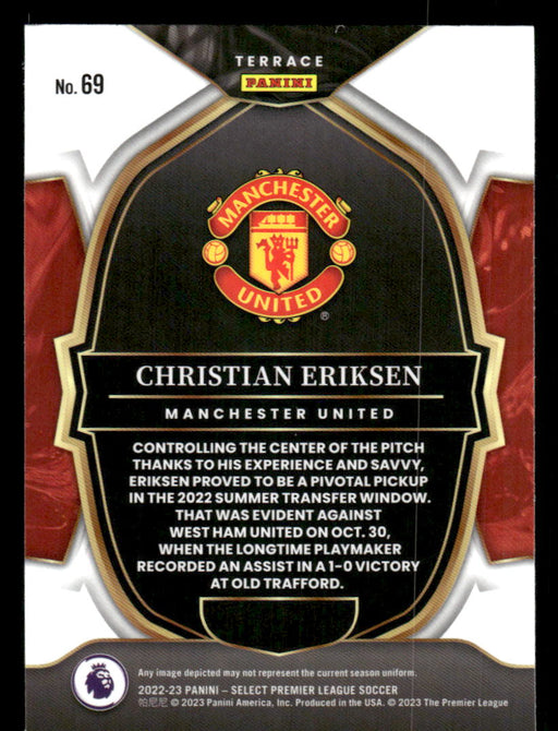 Christian Eriksen 2022-23 Panini Select Premier League Base Back of Card