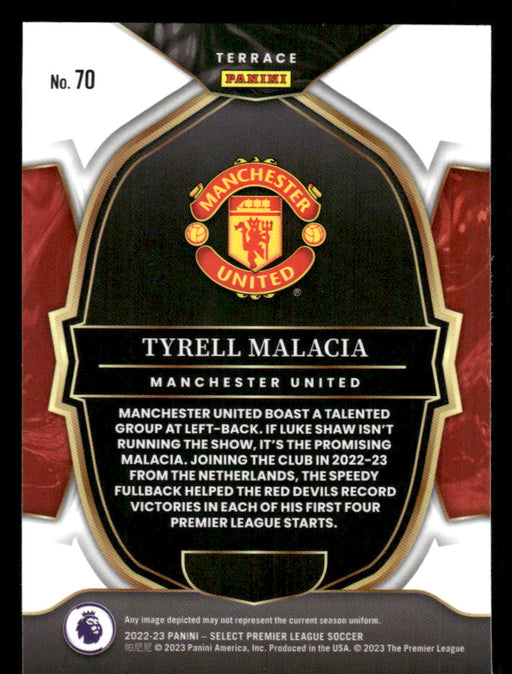 Tyrell Malacia 2022-23 Panini Select Premier League Base Back of Card