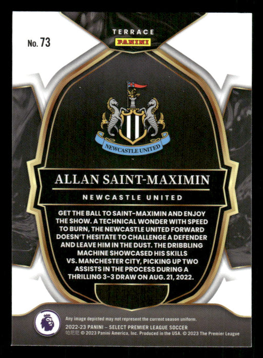 Allan Saint-Maximin 2022-23 Panini Select Premier League Base Back of Card