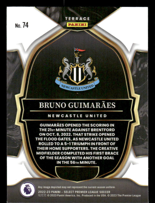 Bruno Guimaraes 2022-23 Panini Select Premier League Base Back of Card