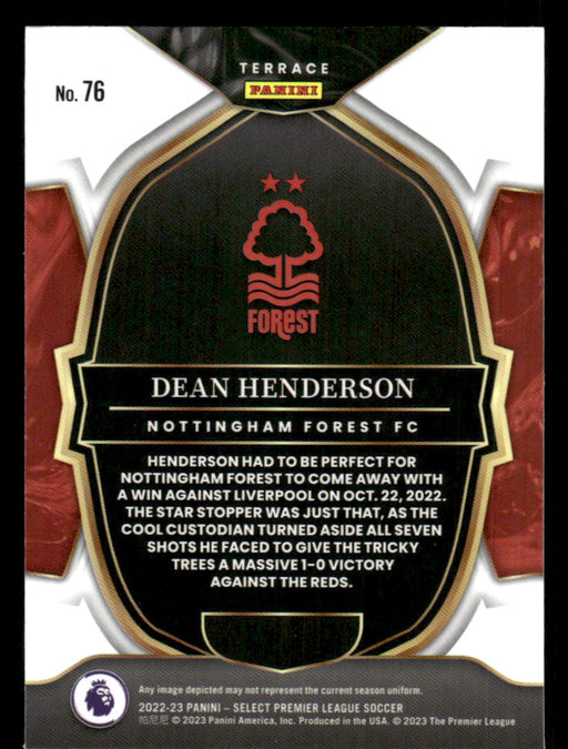 Dean Henderson 2022-23 Panini Select Premier League Base Back of Card