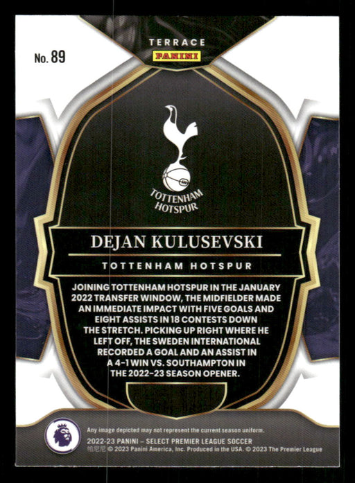 Dejan Kulusevski 2022-23 Panini Select Premier League Base Back of Card