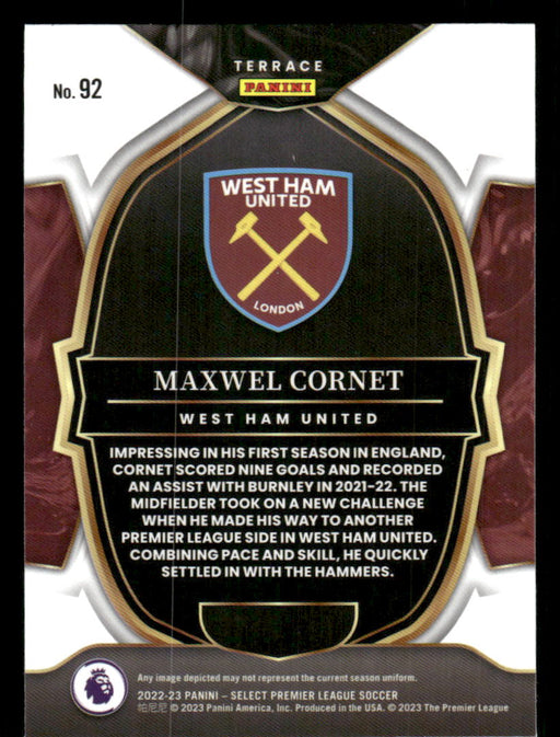 Maxwel Cornet 2022-23 Panini Select Premier League Base Back of Card