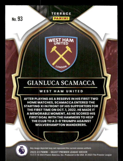 Gianluca Scamacca 2022-23 Panini Select Premier League Base Back of Card