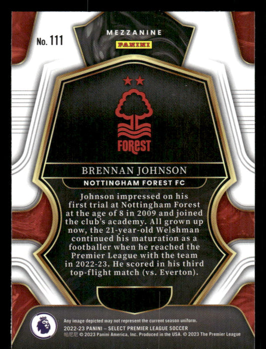 Brennan Johnson 2022-23 Panini Select Premier League Base Back of Card