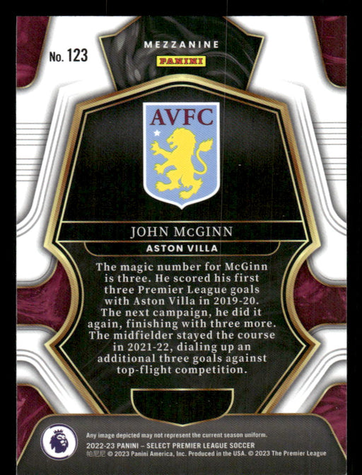 John McGinn 2022-23 Panini Select Premier League Base Back of Card