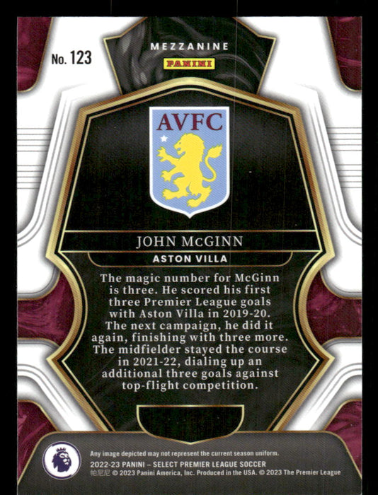 John McGinn 2022-23 Panini Select Premier League Base Back of Card