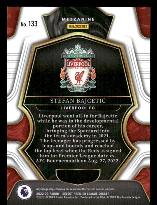 Stefan Bajcetic 2022-23 Panini Select Premier League Base Back of Card