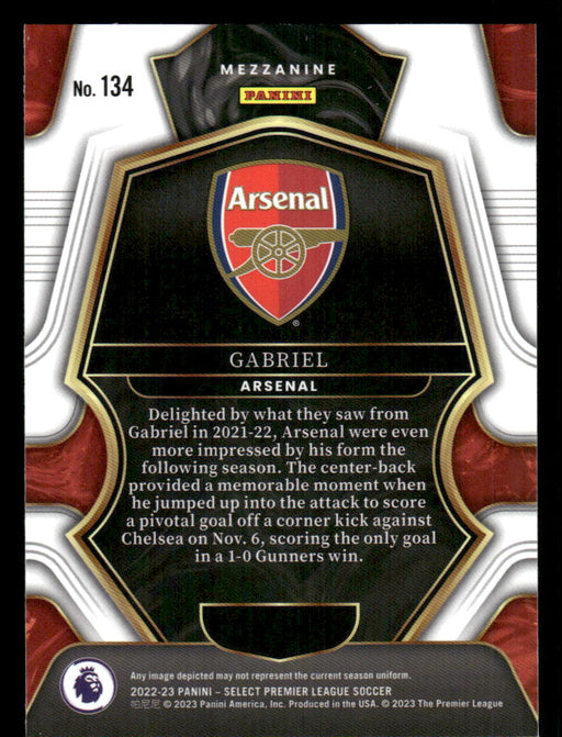 Gabriel 2022-23 Panini Select Premier League Base Back of Card