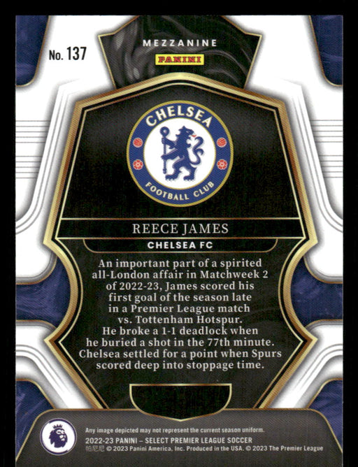 Reece James 2022-23 Panini Select Premier League Base Back of Card