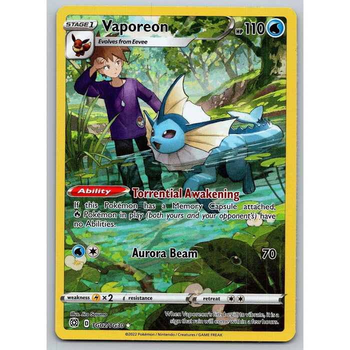 2022 Pokemon Sword & Shield: Brilliant Stars Vaporeon #TG02/TG30 Holo Collectible Craze America 2022 Pokemon Sword & Shield: Brilliant Stars Vaporeon #TG02/TG30 Holo Collectible Craze America