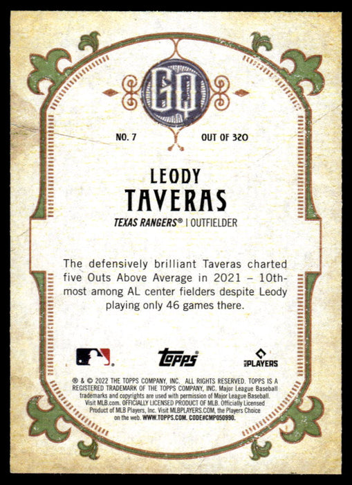 Leody Taveras 2022 Topps Gypsy Queen Green Back of Card