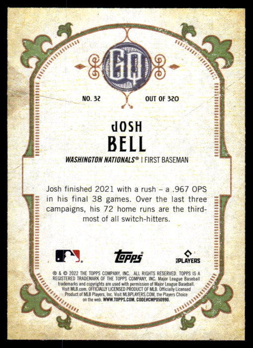 Josh Bell 2022 Topps Gypsy Queen Green Back of Card