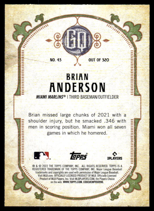 Brian Anderson 2022 Topps Gypsy Queen Green Back of Card