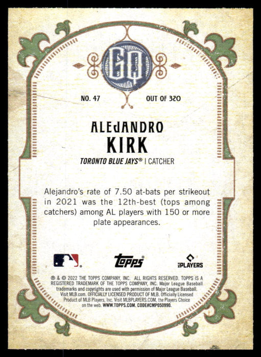 Alejandro Kirk 2022 Topps Gypsy Queen Green Back of Card