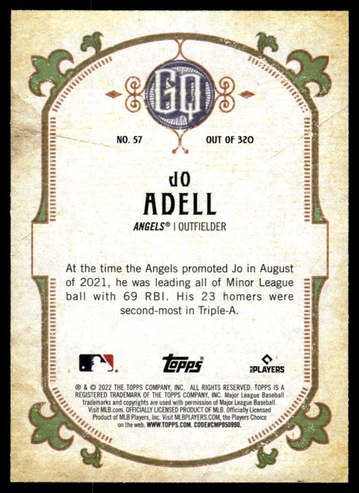 Jo Adell 2022 Topps Gypsy Queen Green Back of Card