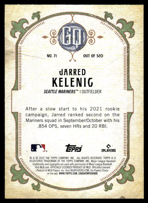 Jarred Kelenic 2022 Topps Gypsy Queen Green Back of Card