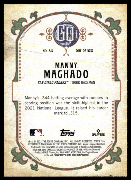 Manny Machado 2022 Topps Gypsy Queen Green Back of Card