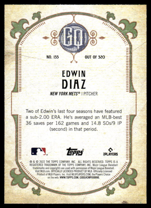 Edwin Diaz 2022 Topps Gypsy Queen Green Back of Card