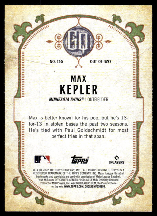 Max Kepler 2022 Topps Gypsy Queen Green Back of Card