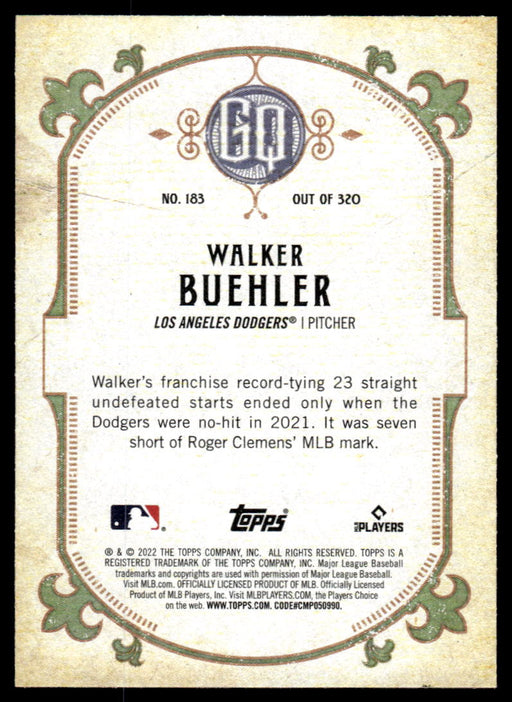 Walker Buehler 2022 Topps Gypsy Queen Green Back of Card