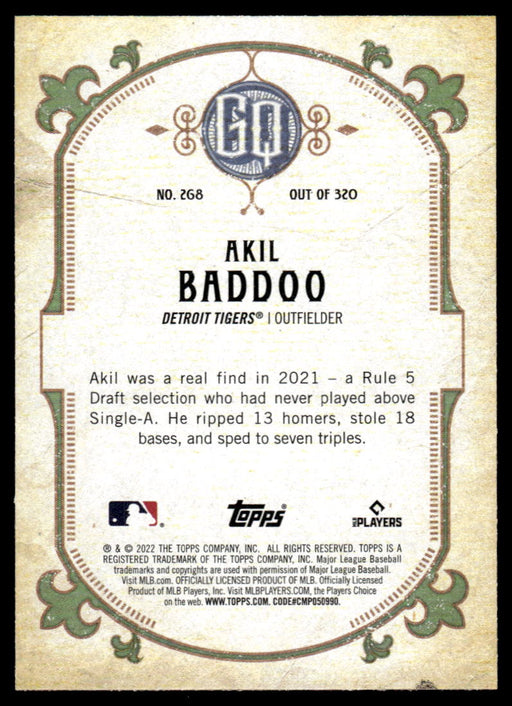 Akil Baddoo 2022 Topps Gypsy Queen # 268 Green Detroit Tigers — Collectible  Craze America