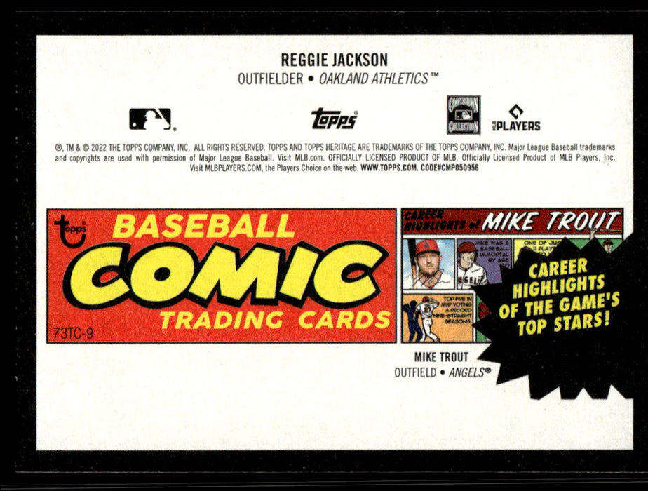 Reggie Jackson 2022 Topps Heritage 1973 Comics Back of Card