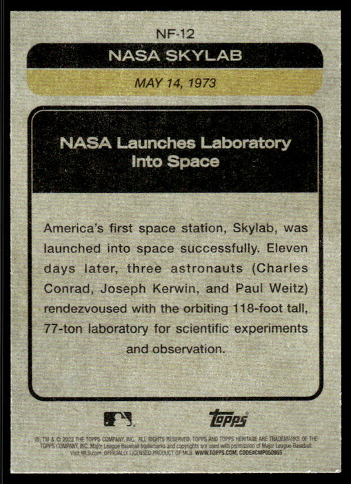 Nasa Launches Skylab Space Station 2022 Topps Heritage News Flashbacks Back of Card