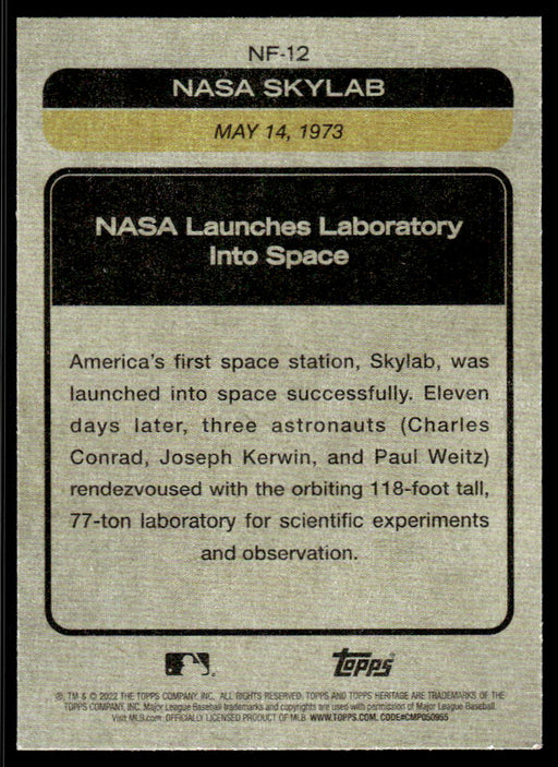 Nasa Launches Skylab Space Station 2022 Topps Heritage News Flashbacks Back of Card