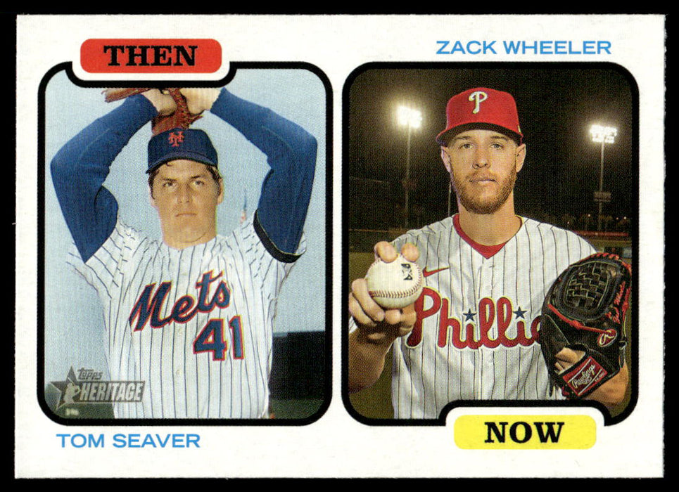 Tom Seaver / Zack Wheeler 2022 Topps Heritage Then and Now Front of Card