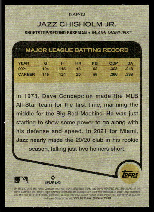 Jazz Chisholm Jr. 2022 Topps Heritage New Age Performers Back of Card
