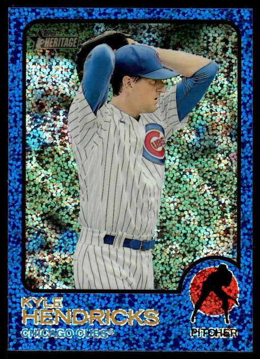Kyle Hendricks 2022 Topps Heritage Blue Sparkle Front of Card