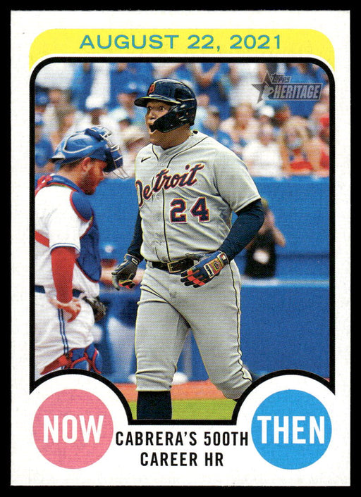 Miguel Cabrera 2022 Topps Heritage High Now and Then Front of Card