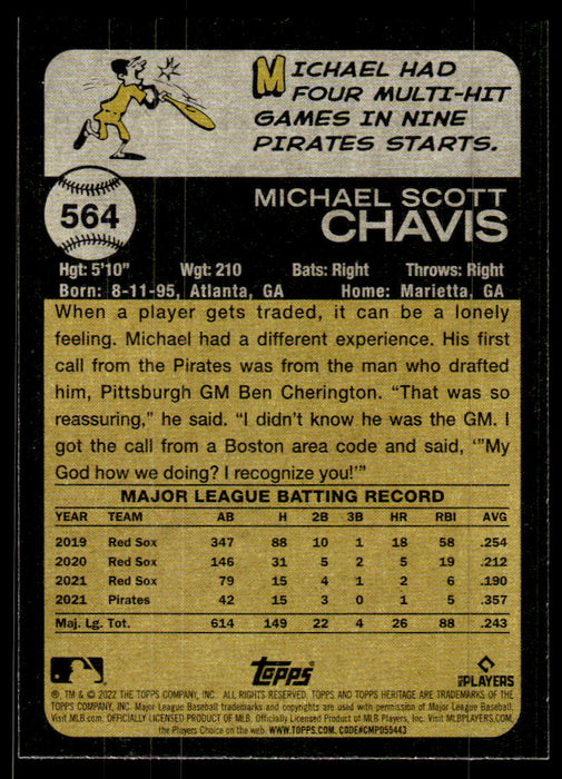 Michael Chavis 2022 Topps Heritage High Base Back of Card