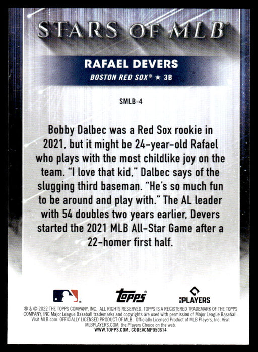 Rafael Devers 2022 Topps Series 1 Stars of MLB Back of Card