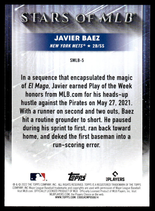 Javier Baez 2022 Topps Series 1 Stars of MLB Back of Card