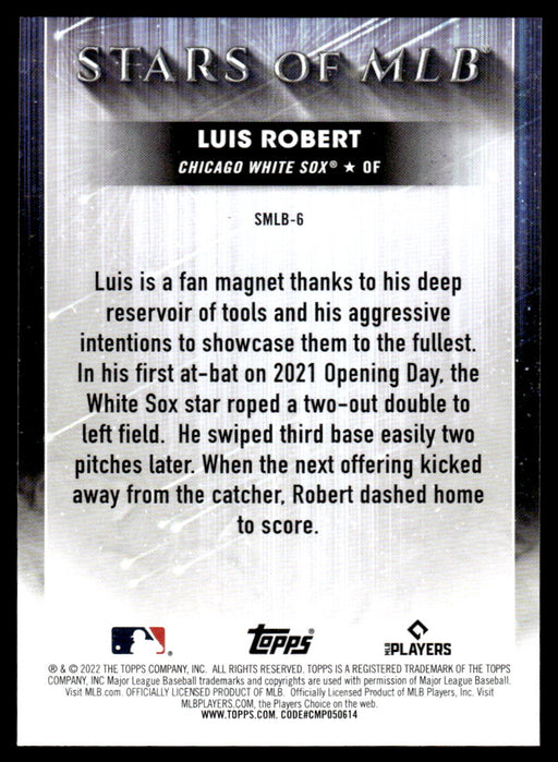 Luis Robert 2022 Topps Series 1 Stars of MLB Back of Card