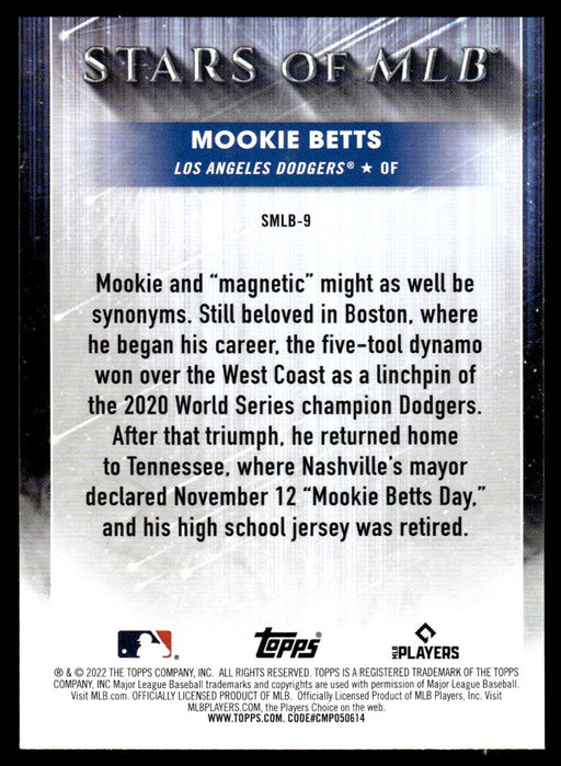 Mookie Betts 2022 Topps Series 1 Stars of MLB Back of Card