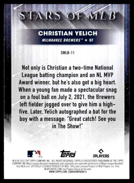 Christian Yelich 2022 Topps Series 1 Stars of MLB Back of Card