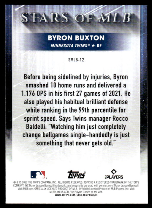 Byron Buxton 2022 Topps Series 1 Stars of MLB Back of Card