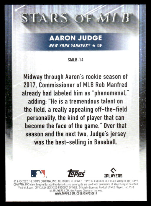 Aaron Judge 2022 Topps Series 1 Stars of MLB Back of Card