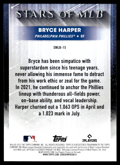 Bryce Harper 2022 Topps Series 1 Stars of MLB Back of Card