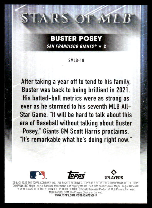 Buster Posey 2022 Topps Series 1 Stars of MLB Back of Card