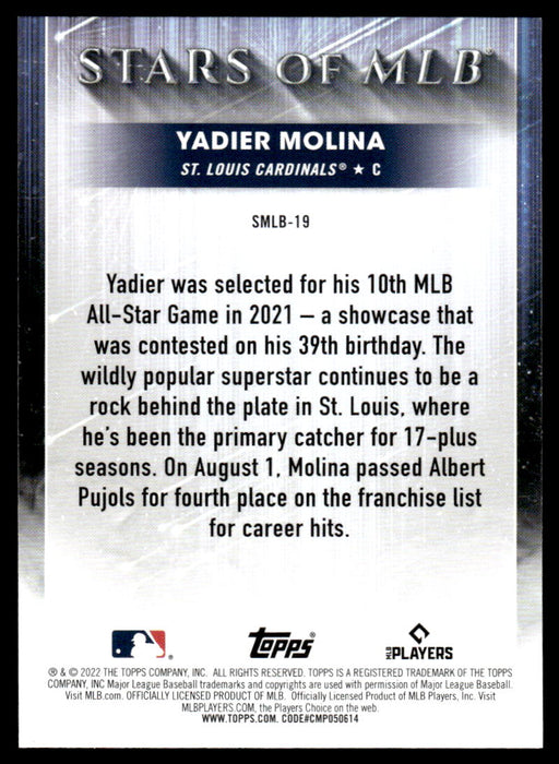 Yadier Molina 2022 Topps Series 1 Stars of MLB Back of Card