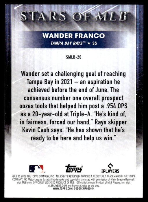 Wander Franco 2022 Topps Series 1 Stars of MLB Back of Card