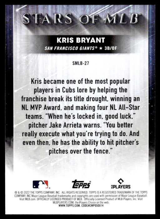 Kris Bryant 2022 Topps Series 1 Stars of MLB Back of Card