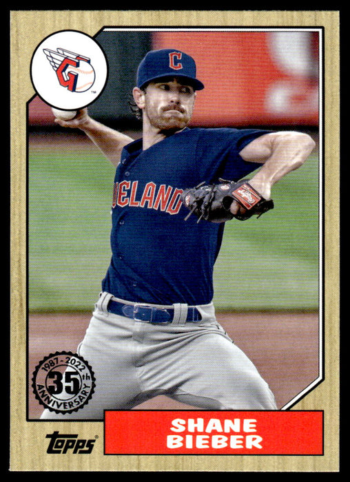 Shane Bieber 2022 Topps Series 1 1987 Topps Front of Card