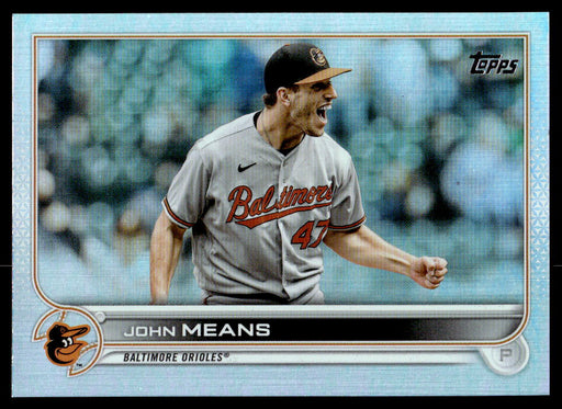 John Means 2022 Topps Series 1 Rainbow Foil Front of Card