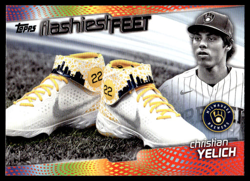 Christian Yelich 2022 Topps Series 1 Flashiest Feet Front of Card